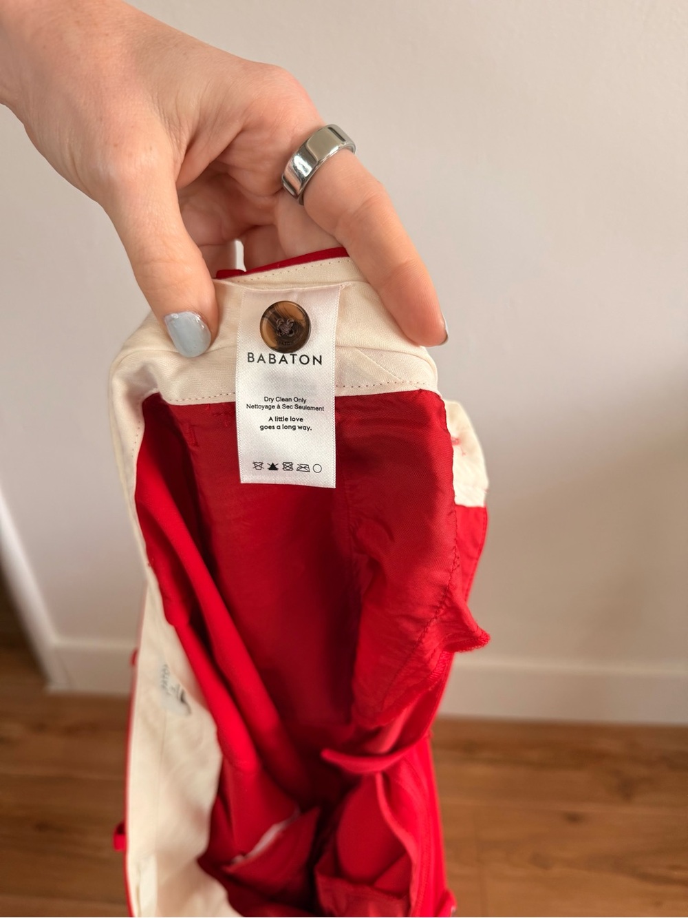 Babaton Red and Cream Lined Trousers - Picture 4 of 4